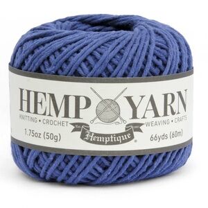Hemptique Hemp and Cotton Yarn Denim Blue Worsted 4 Crochet Knit Weave Eco Craft